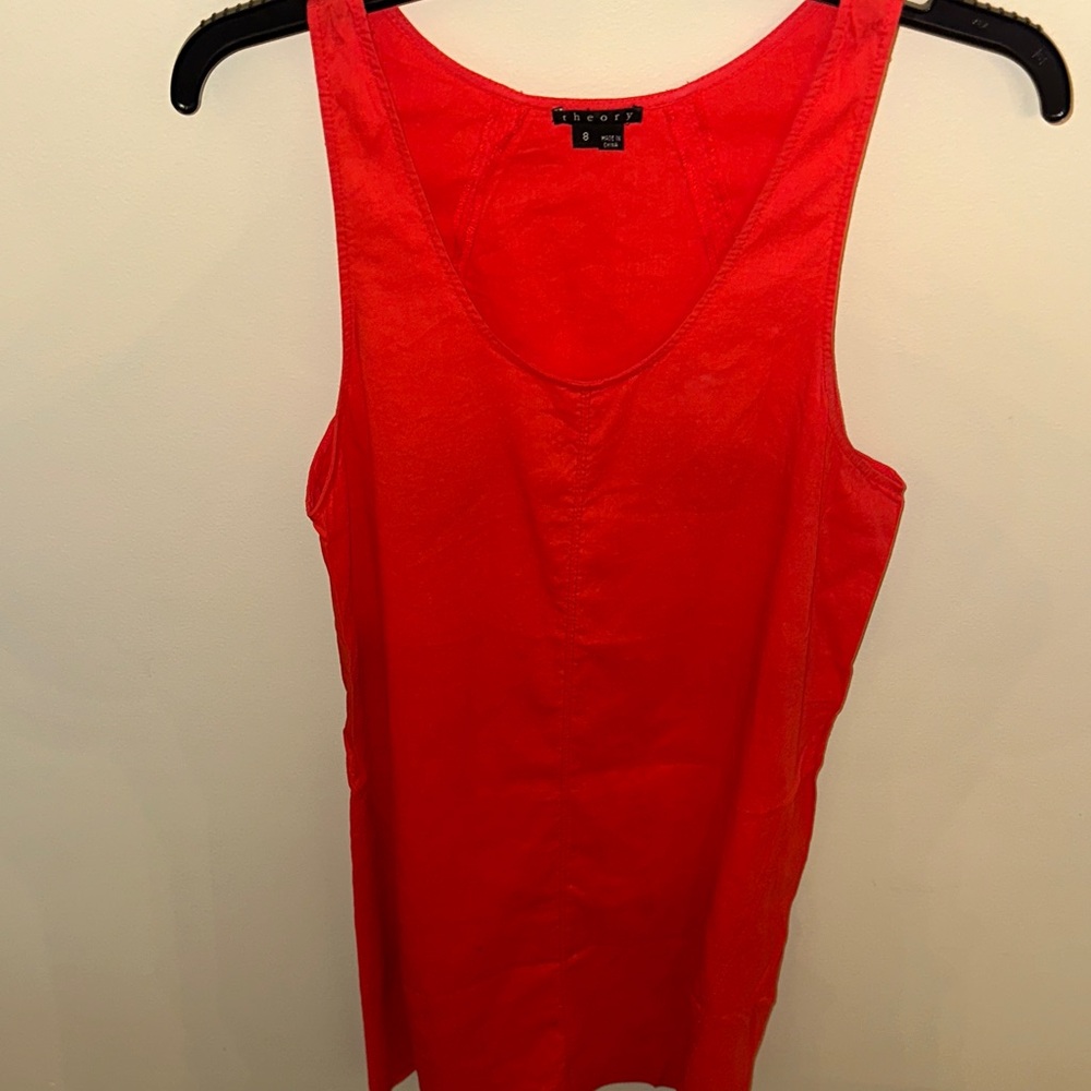 Theory Red Sleeveless Dress Size 8 Minimalist Designer Shift Dress - Picture 4 of 7